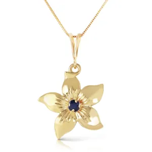 0.1 Carat 14K Solid Yellow Gold Flower Necklace Natural Sapphire