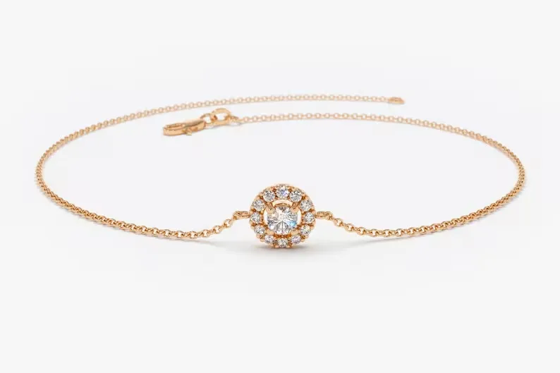 0.15Ctw Lab Grown Diamond Halo Bracelet