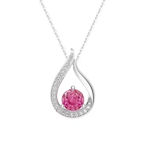 1 CT. Floating Pink Sapphire Tulip Pendant with Diamonds