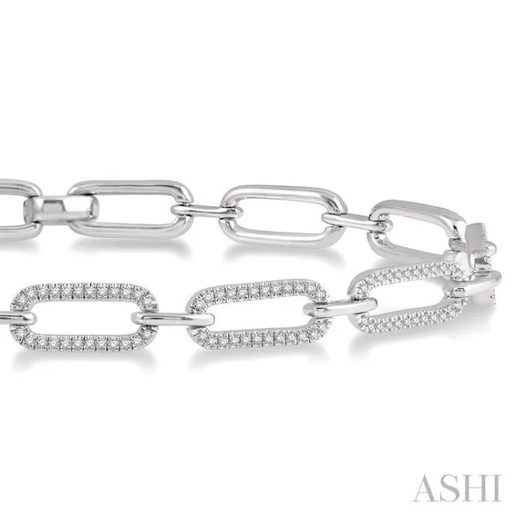 1 ctw Round Cut Diamond Paper Clip Bracelet in 14K White Gold