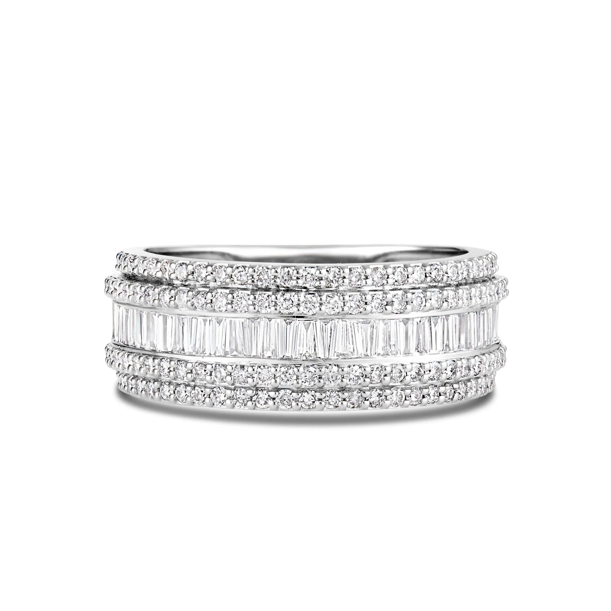 10K White Gold 3.10ct Baguette Half Eternity Ring