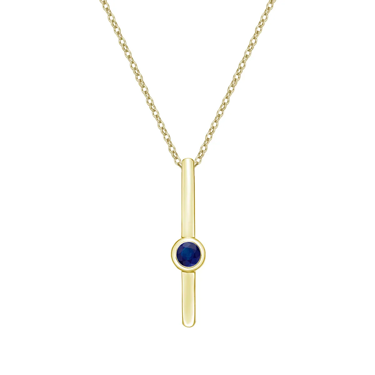 10k Yellow Gold Blue Sapphire Necklace