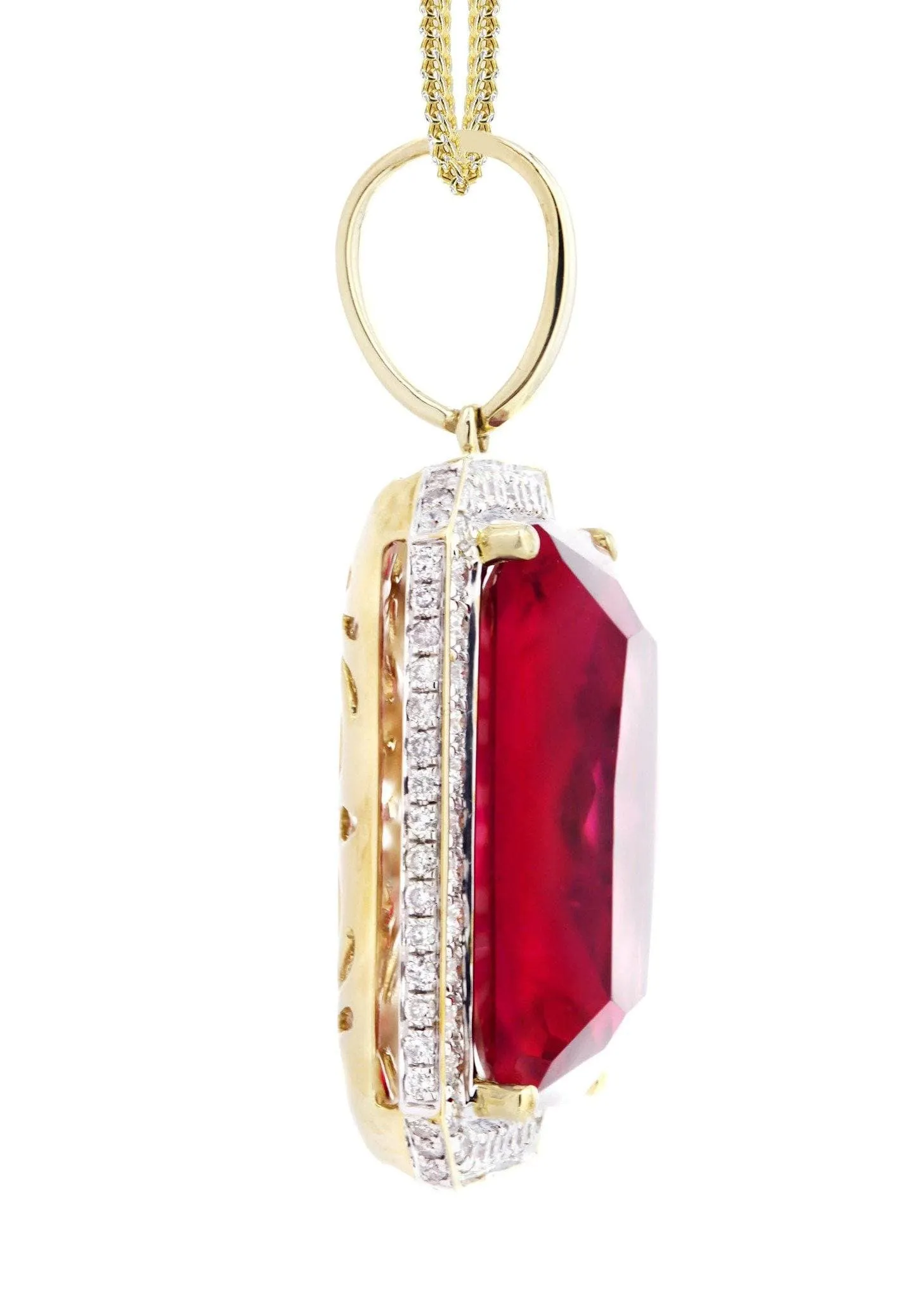 10K Yellow Gold Ruby Diamond Necklace  | 1.36 Carats