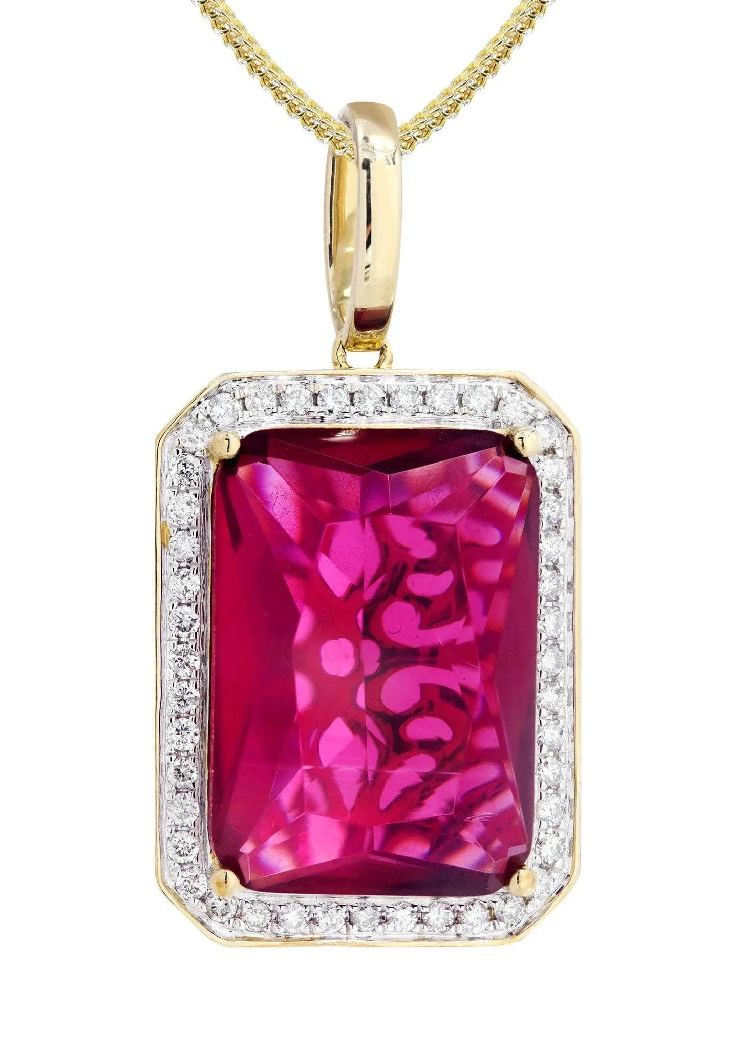 10K Yellow Gold Ruby Diamond Necklace  | 1.36 Carats