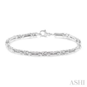 1/10 Ctw Knot Shape Single Cut Diamond Link Bracelet in Sterling Silver