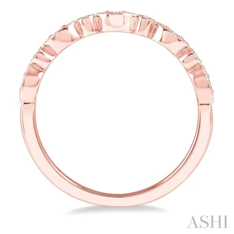 1/10 Ctw Marquise & Circular Mount Round Cut Diamond Stackable Band in 14K Rose Gold