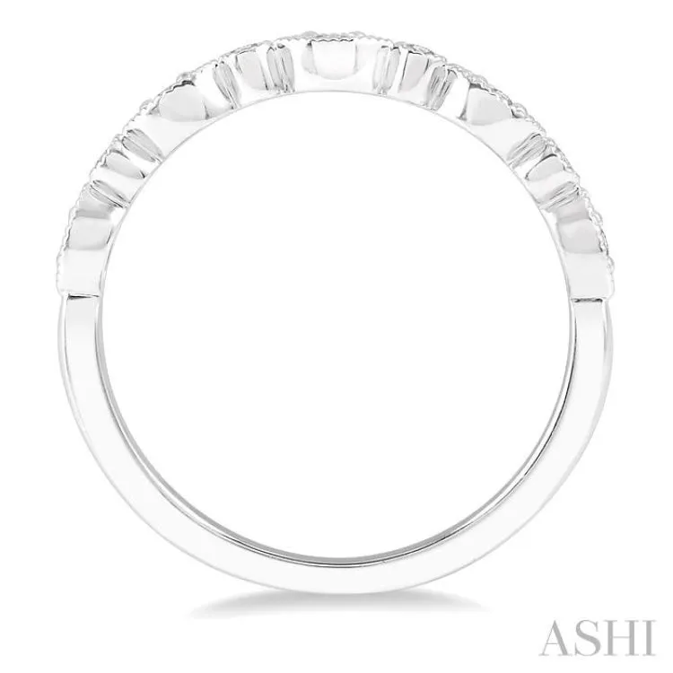 1/10 Ctw Marquise & Circular Mount Round Cut Diamond Stackable Band in 14K White Gold