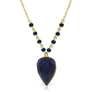 14 Carat 14K Solid Yellow Gold Ain't No Rebound Sapphire Necklace