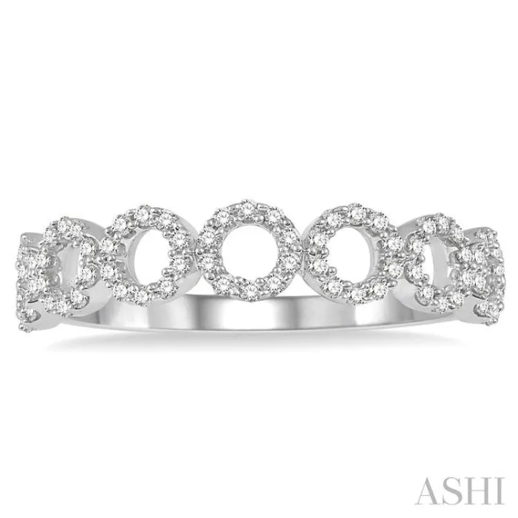 1/4 Ctw Circular Row Round Cut Diamond Stackable Band in 10K White Gold