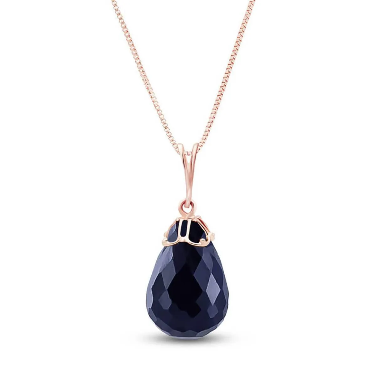 14.8 Carat 14K Solid Rose Gold Necklace Briolette Natural Sapphire