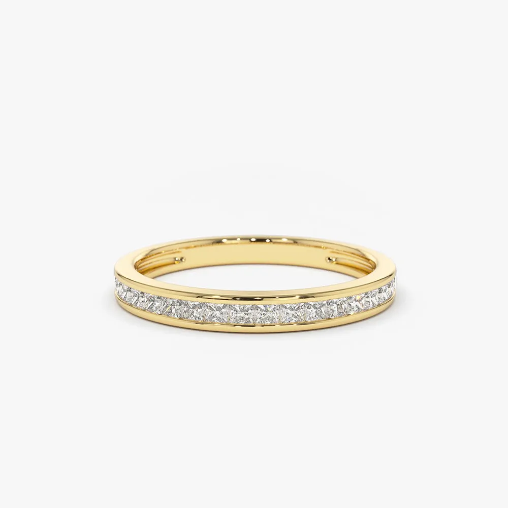 14k Channel Setting Princess Cut Half Eternity Diamond Ring