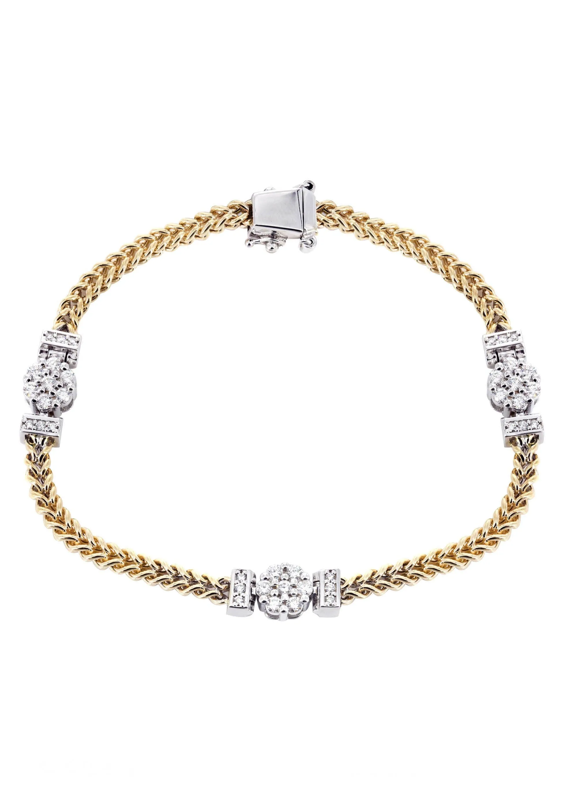 14K Diamond Franco Bracelet | 1.46 Carats | 8 mm Width