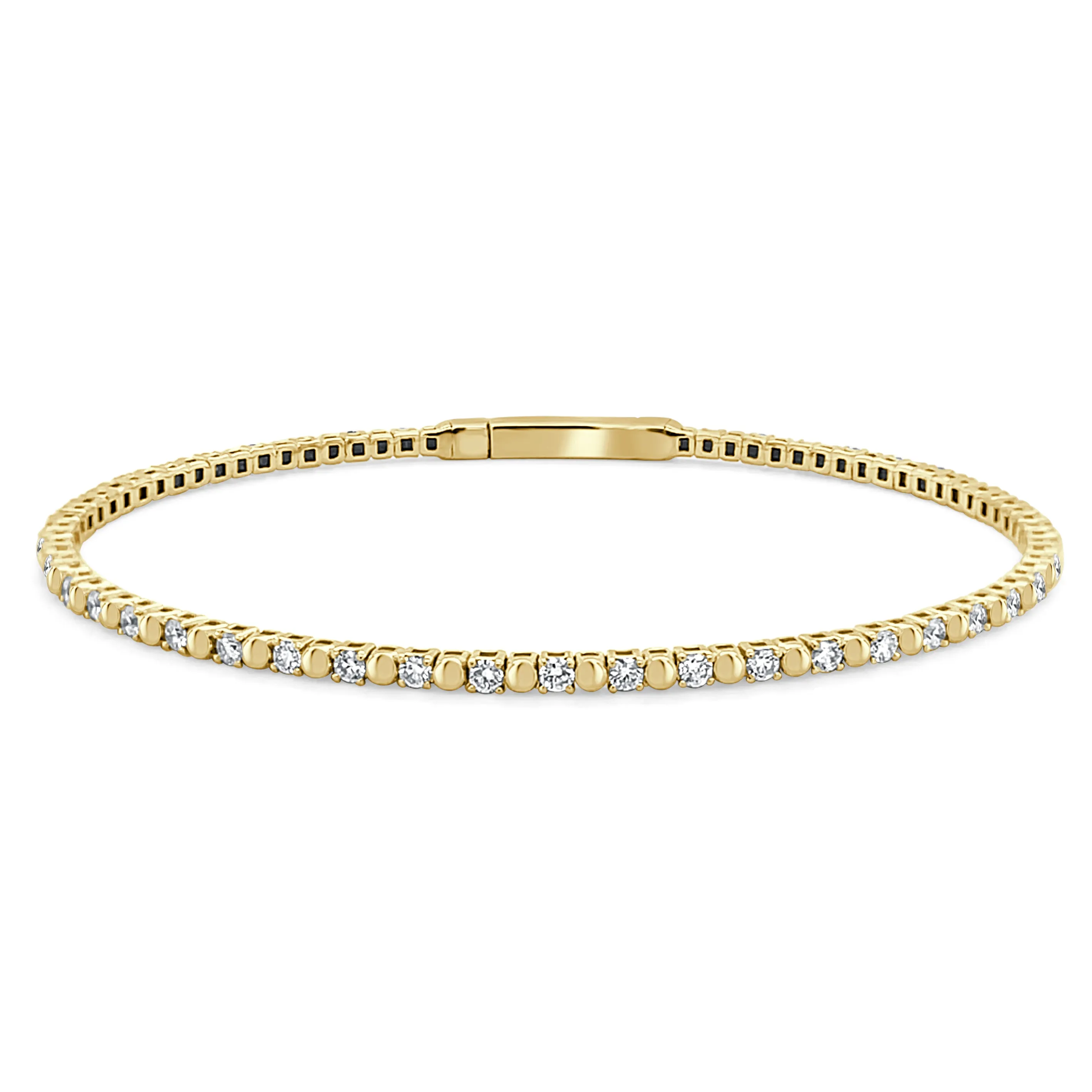 14k Gold & Diamond Flexible Beaded Bangle - 0.88ct