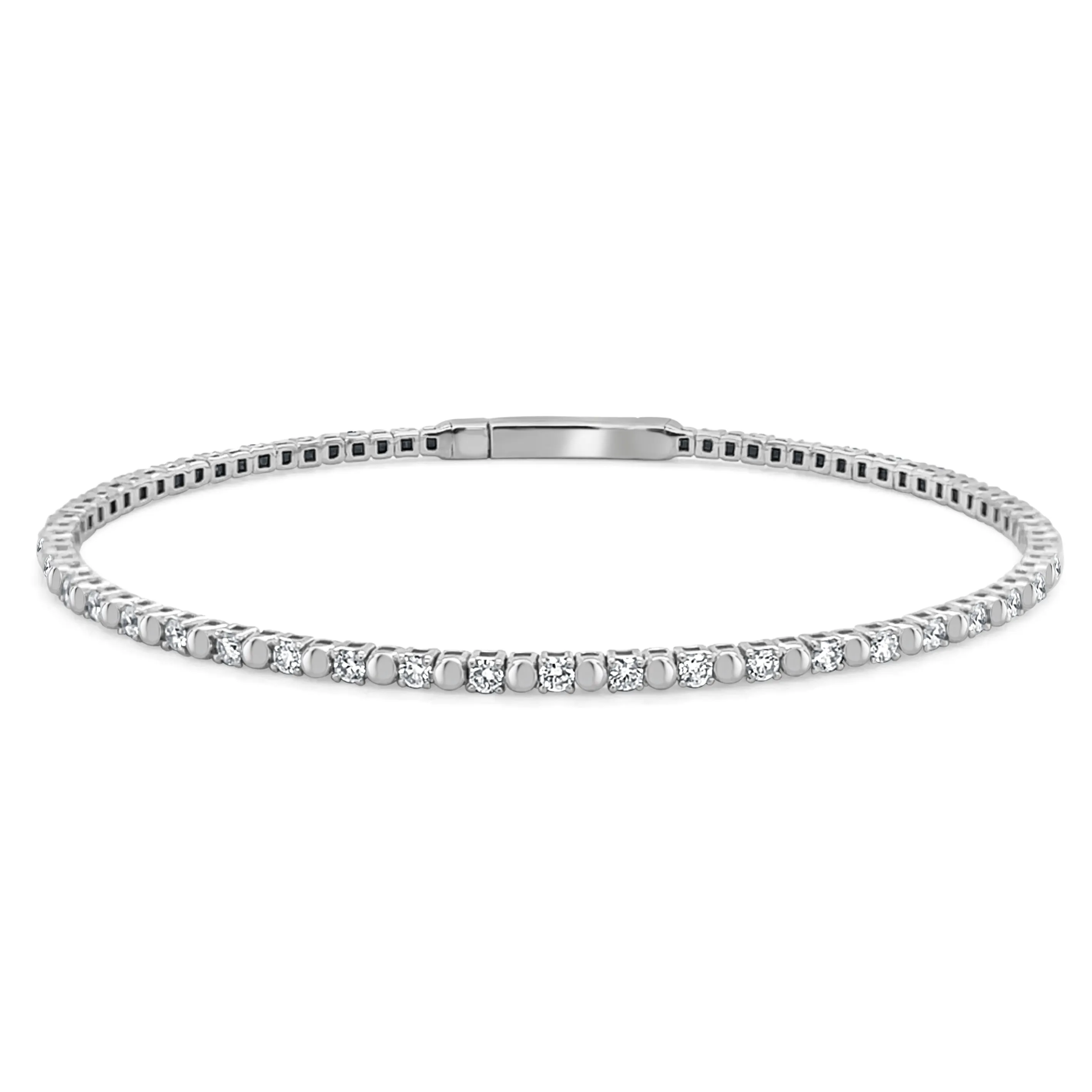 14k Gold & Diamond Flexible Beaded Bangle - 0.88ct