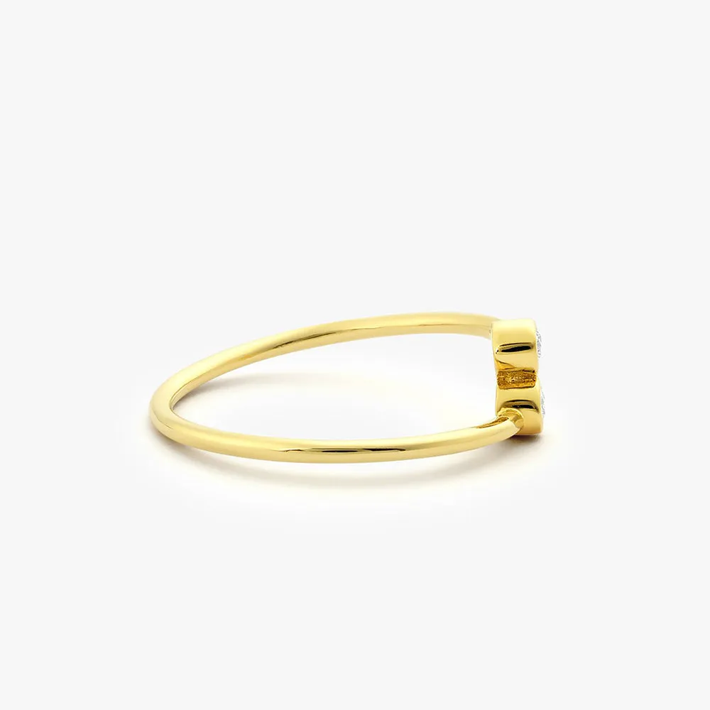 14K Gold Diamond Bypass Ring