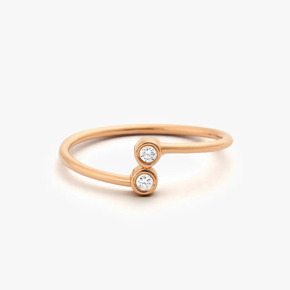 14K Gold Diamond Bypass Ring