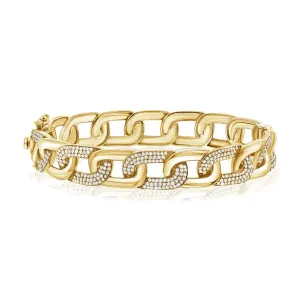 14K Gold Diamond Link Bangle - 1.20ct