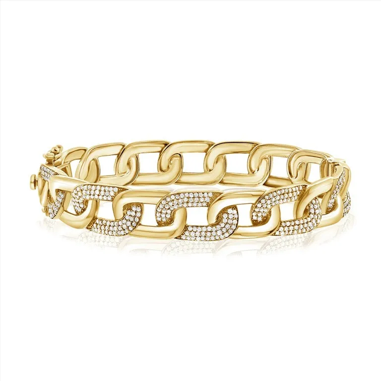 14K Gold Diamond Link Bangle - 1.20ct