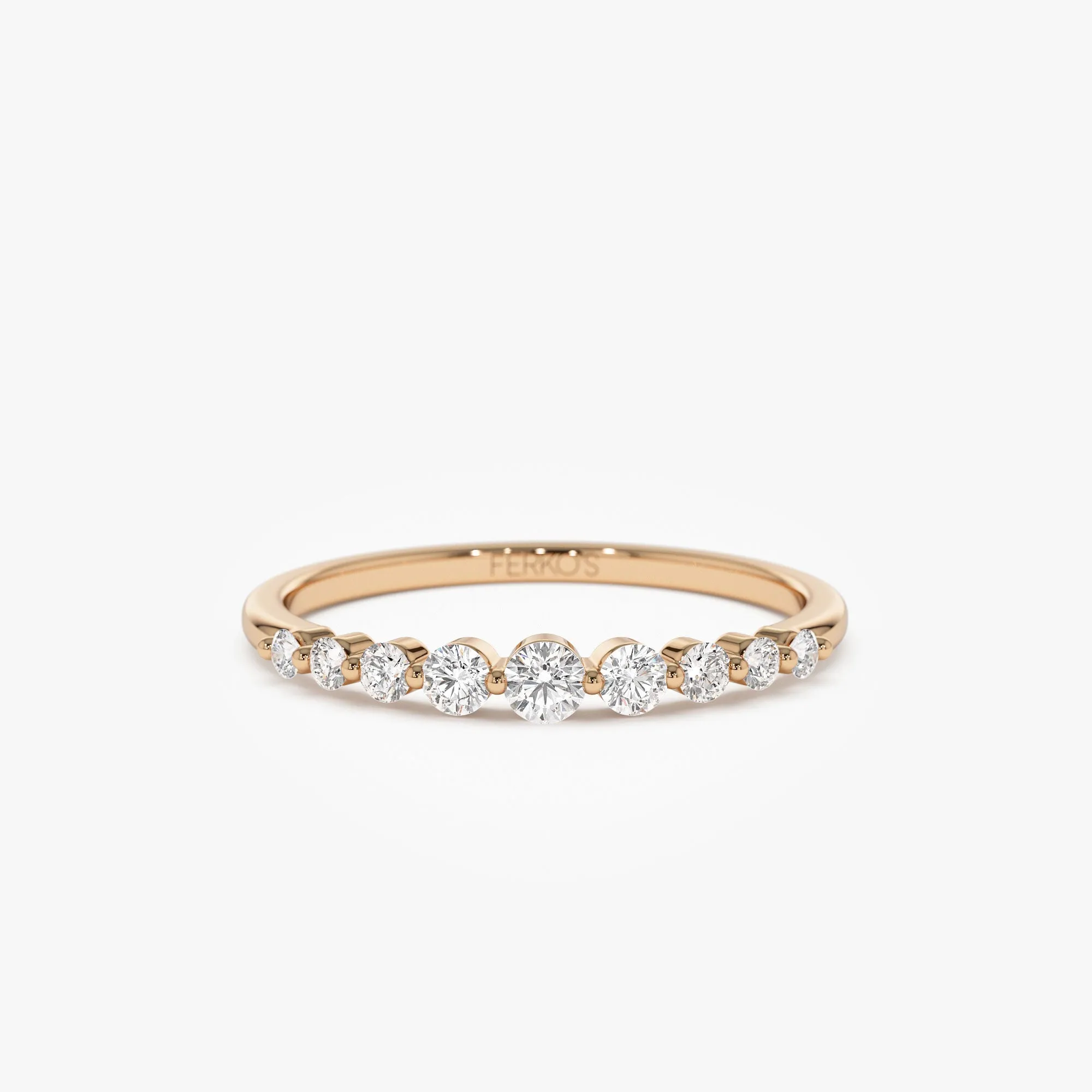 14k Gold Shared Prong Graduating Diamond Wedding Ring