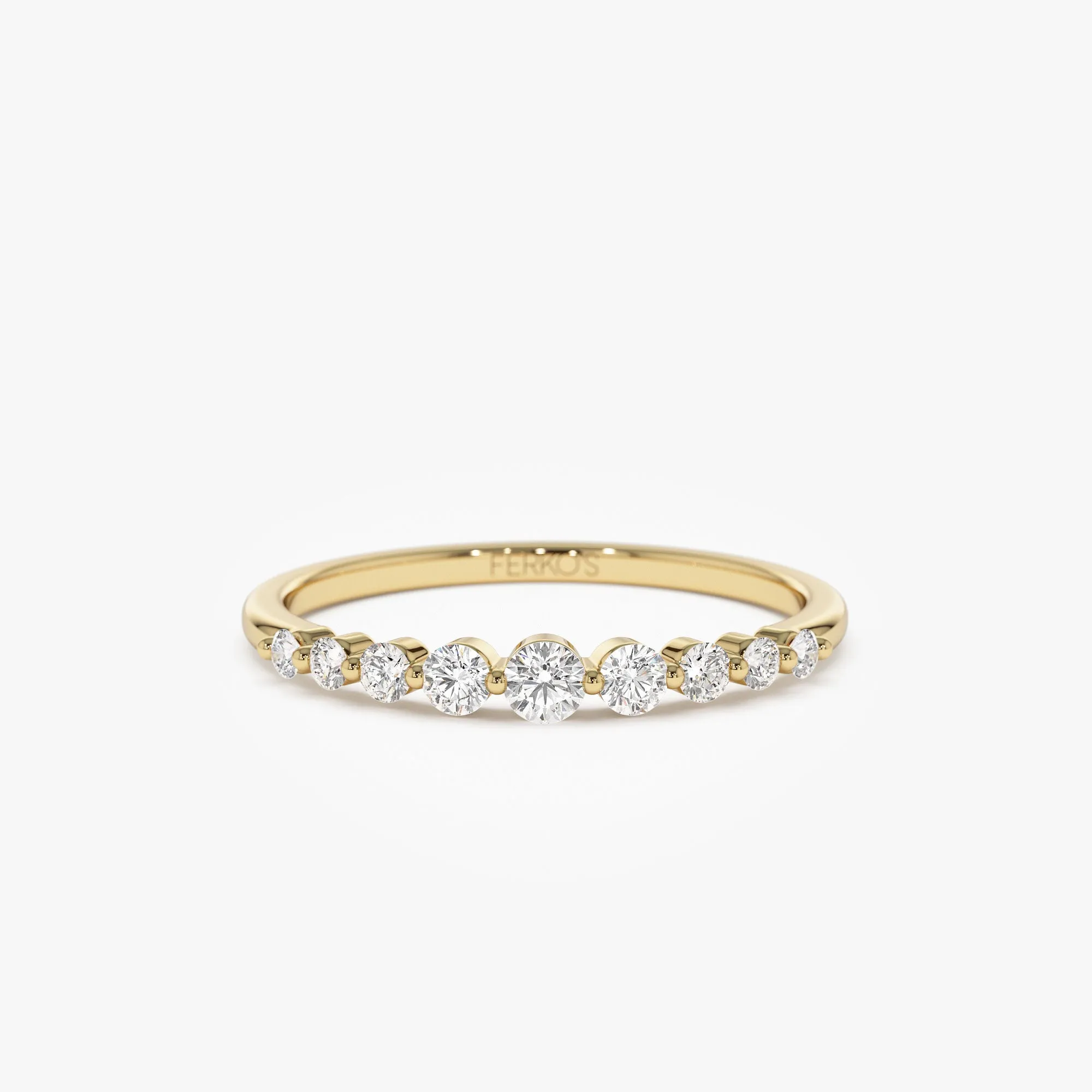 14k Gold Shared Prong Graduating Diamond Wedding Ring