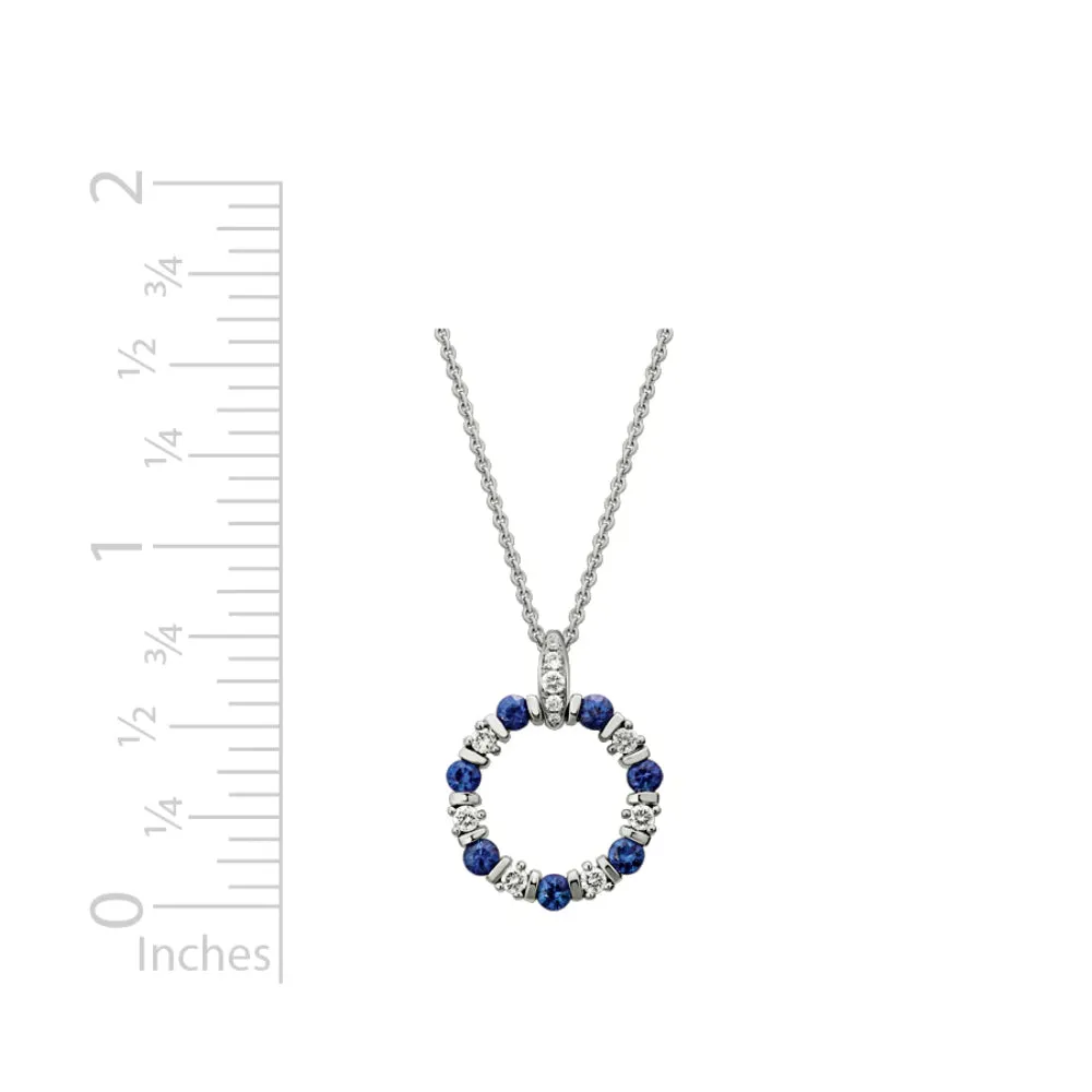 14k Sapphire and Diamond Circle Pendant