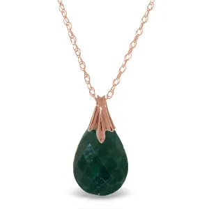 14K Solid Rose Gold Necklace w/ Natural Diamondyed Green Sapphire