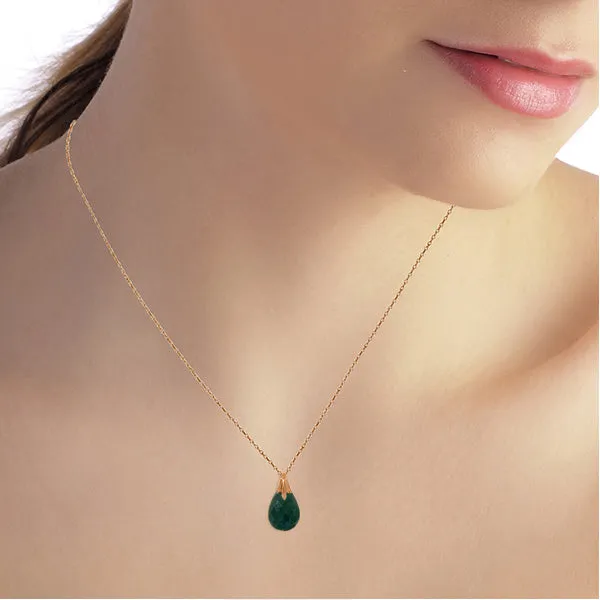 14K Solid Rose Gold Necklace w/ Natural Diamondyed Green Sapphire