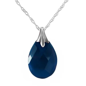 14K Solid White Gold Necklace w/ Natural Diamondyed Sapphire