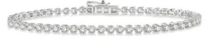 14K White Gold Diamond Bracelet, 3.0 Carat TW