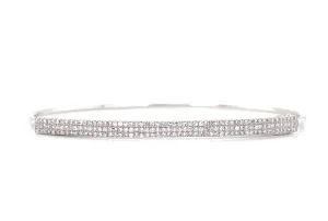 14K White Gold Diamond Pave Triple Row Top Bangle