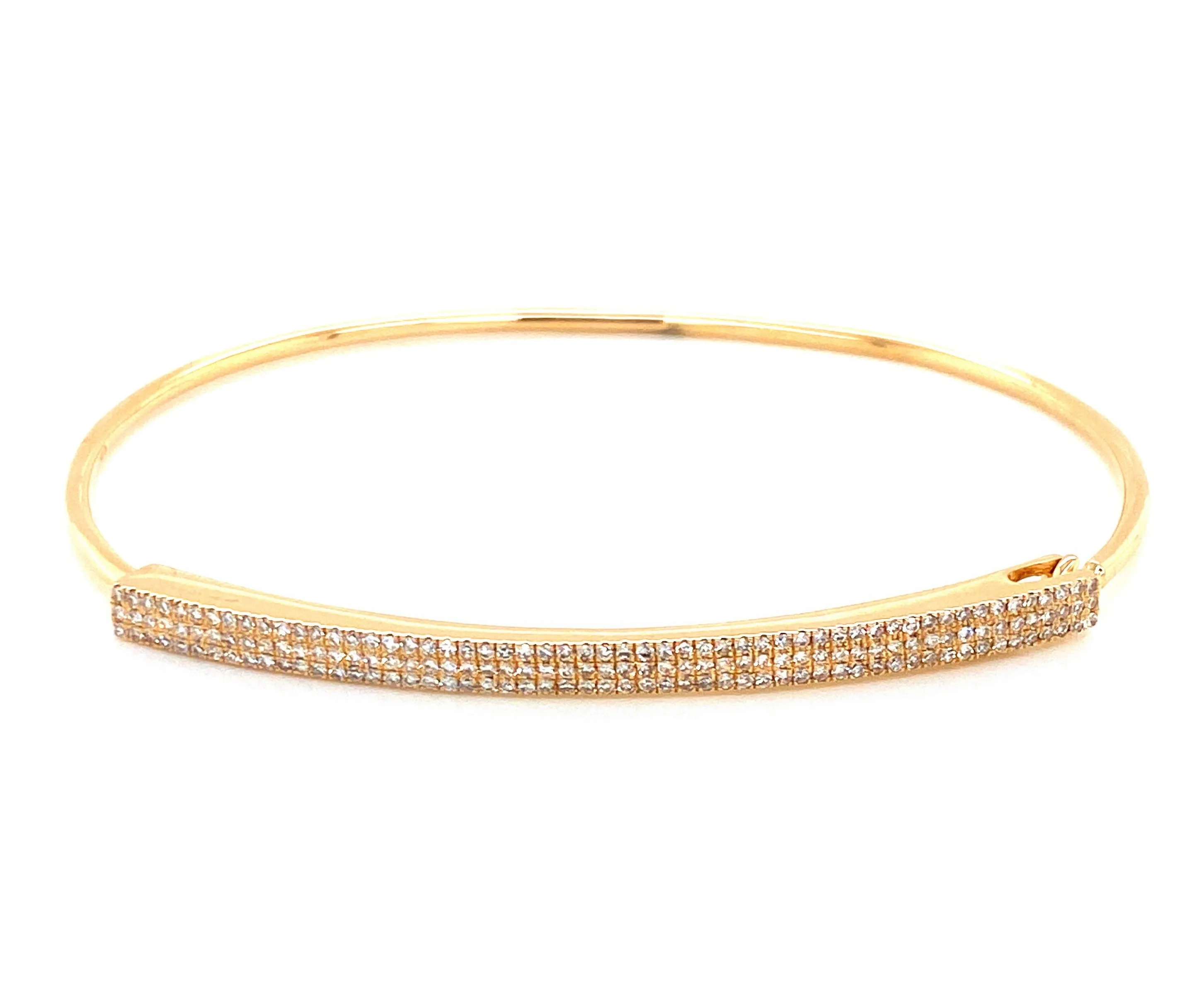 14K White Gold Diamond Pave Triple Row Top Bangle