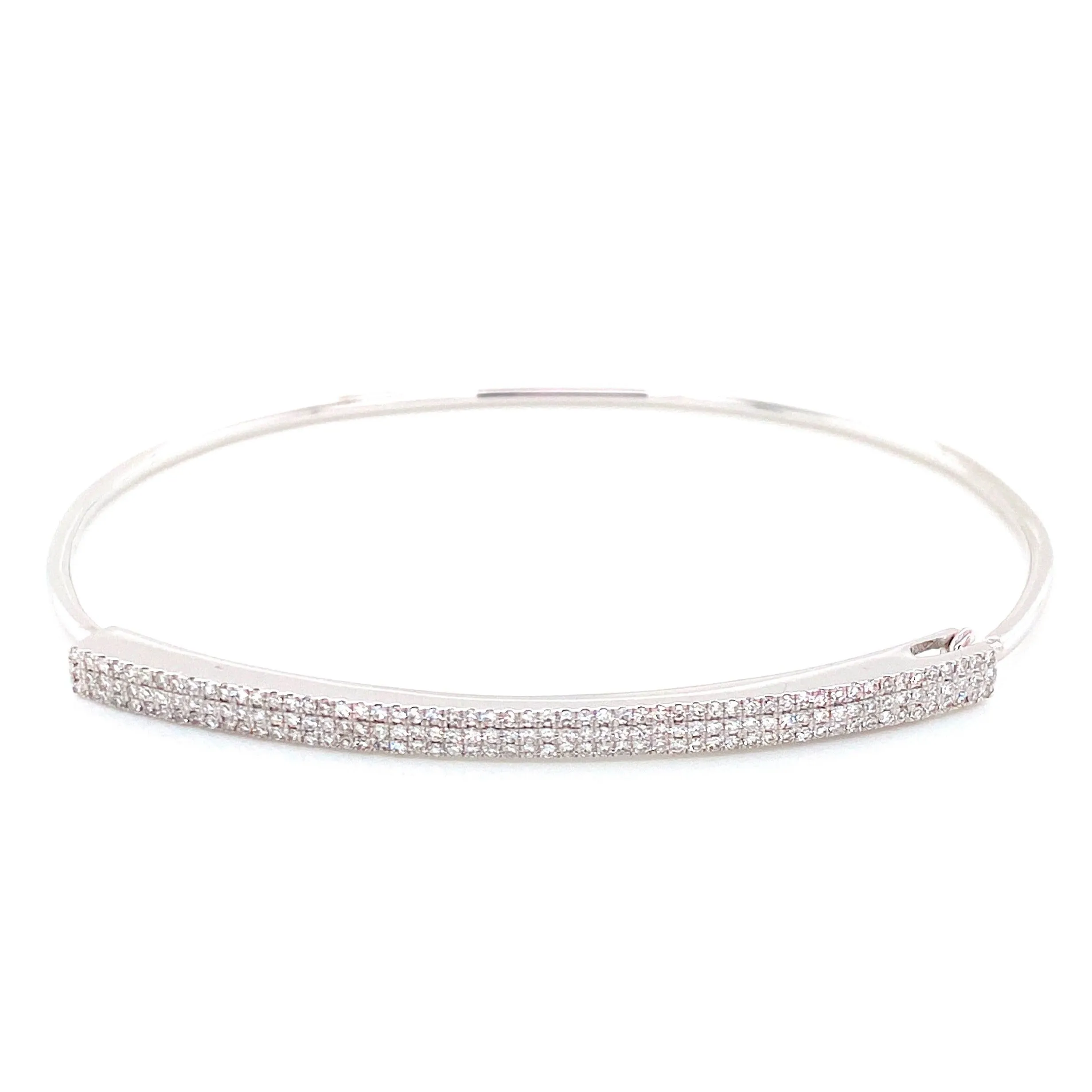 14K White Gold Diamond Pave Triple Row Top Bangle