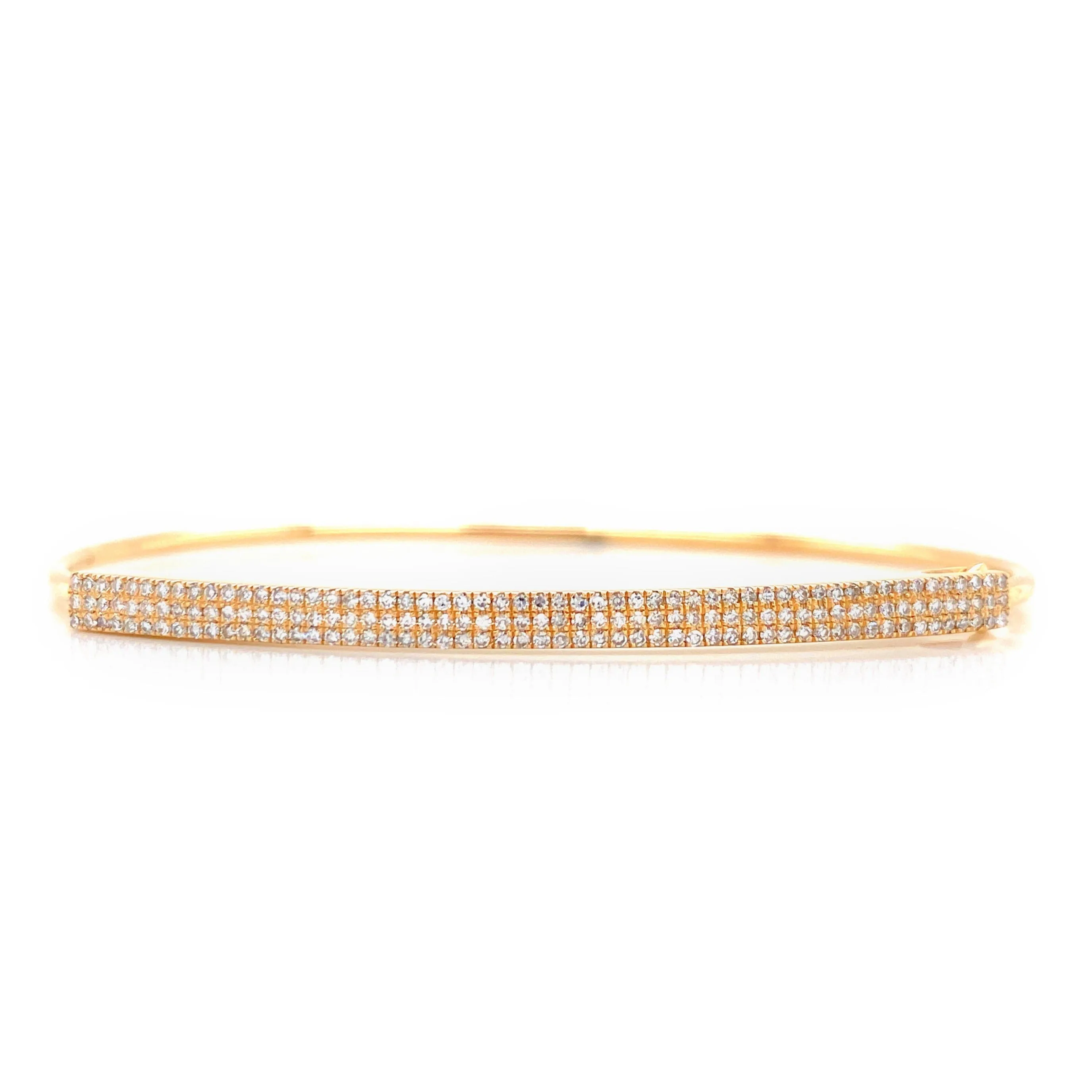 14K White Gold Diamond Pave Triple Row Top Bangle