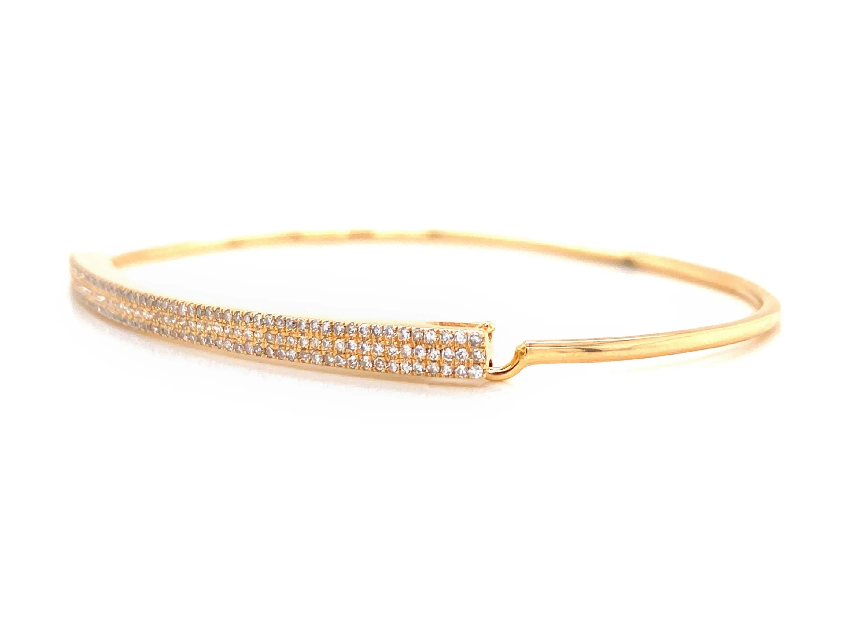 14K White Gold Diamond Pave Triple Row Top Bangle