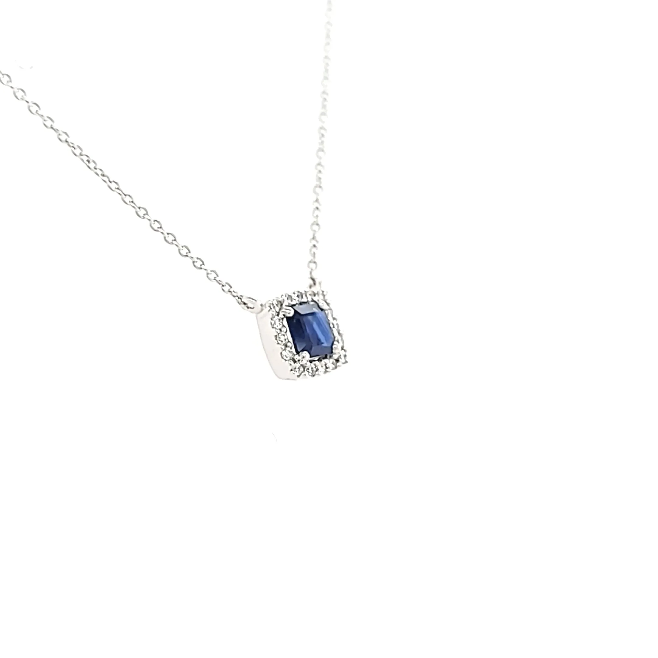 14k White Gold Sapphire & Diamond Necklace (I6556)