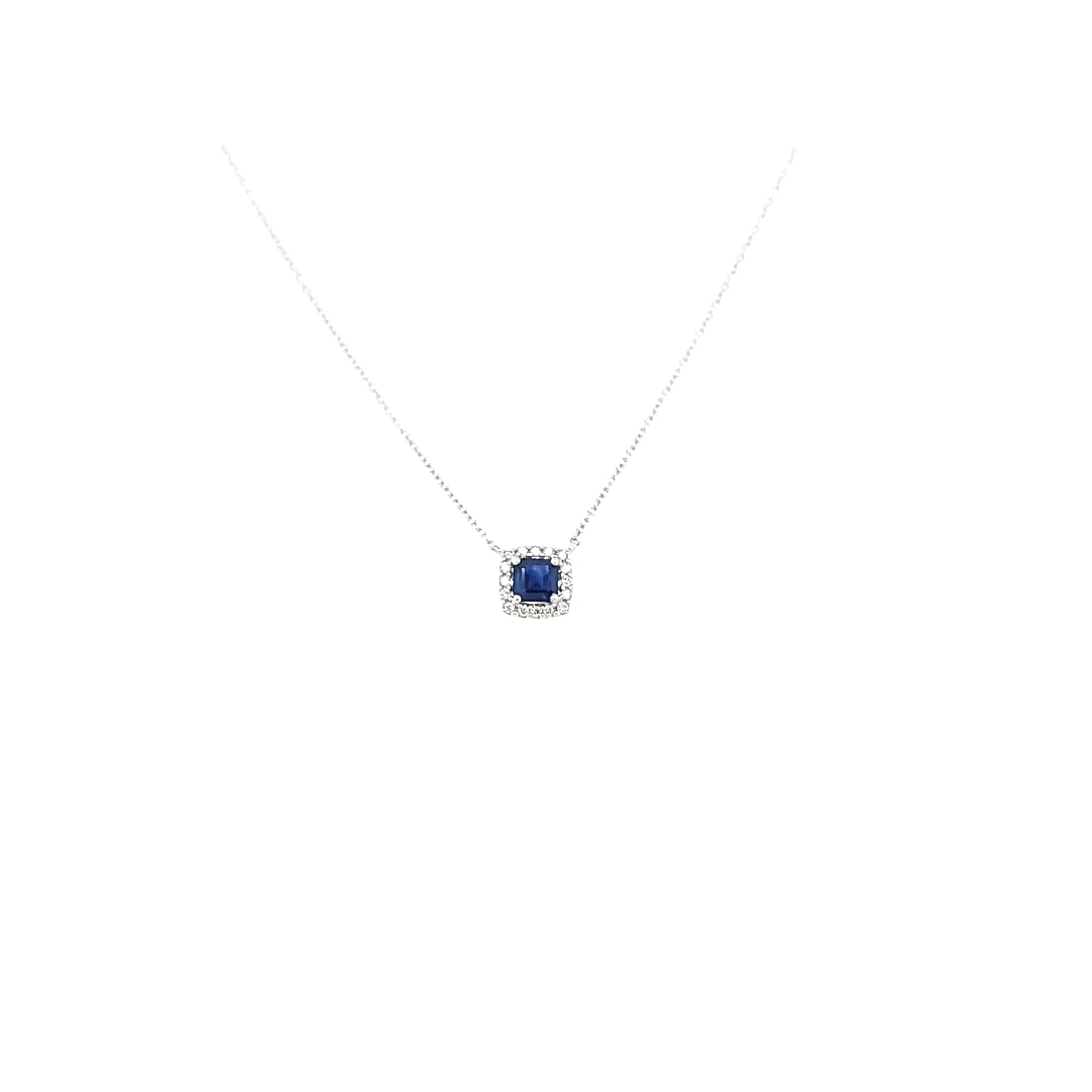 14k White Gold Sapphire & Diamond Necklace (I6556)