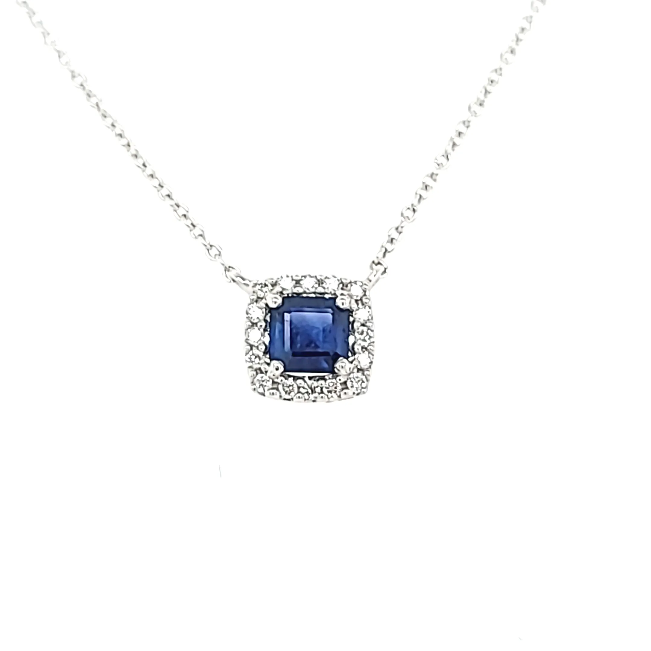 14k White Gold Sapphire & Diamond Necklace (I6556)