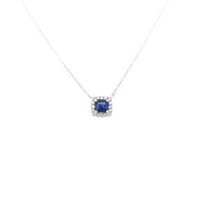 14k White Gold Sapphire & Diamond Necklace (I6556)