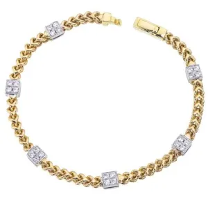 14K Yellow & White Natural Diamond Station Bracelet