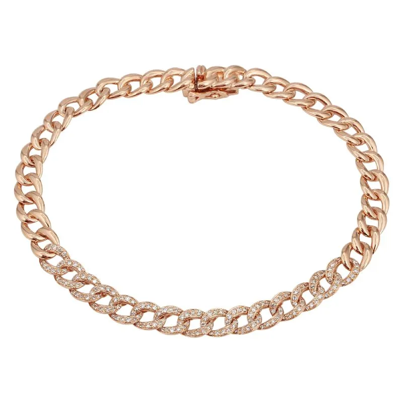 14k Yellow Diamond Curb Link Bracelet