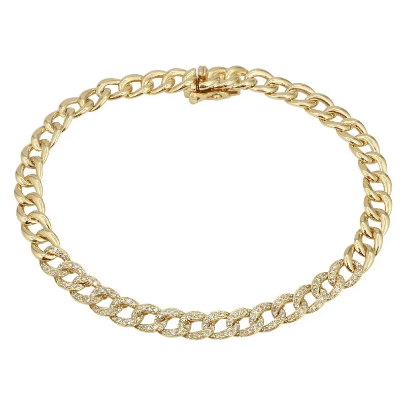 14k Yellow Diamond Curb Link Bracelet