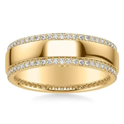 14K Yellow Gold 7MM Double Row Eternity Band