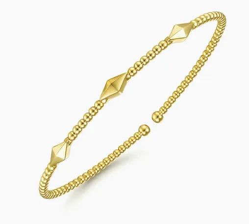 14K Yellow Gold Bujukan Pyramid Stations Bangle