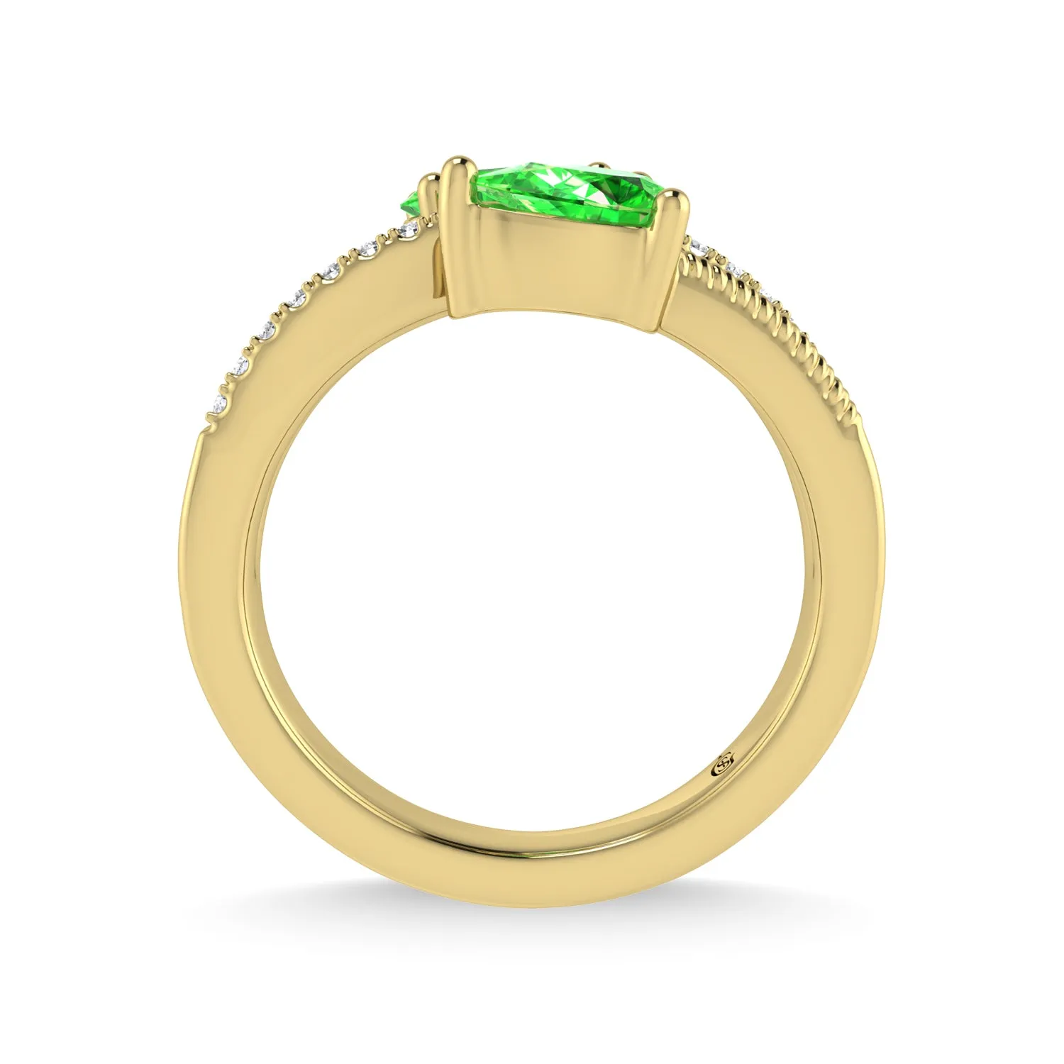 14K Yellow Gold Diamond  and Tsavorite 1 Ct.Tw. Stackable Band