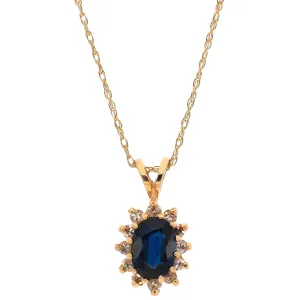 14K Yellow Gold Sapphire and Diamond Necklace