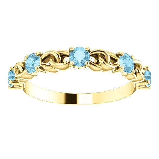 14KT GOLD 0.50 CTW AQUAMARINE STACKABLE LINK RING