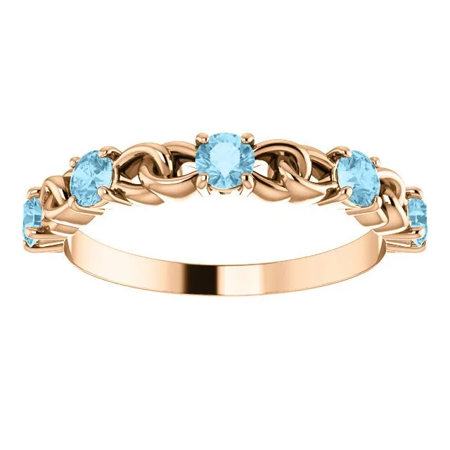 14KT GOLD 0.50 CTW AQUAMARINE STACKABLE LINK RING