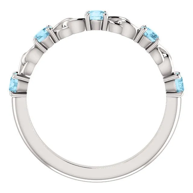 14KT GOLD 0.50 CTW AQUAMARINE STACKABLE LINK RING