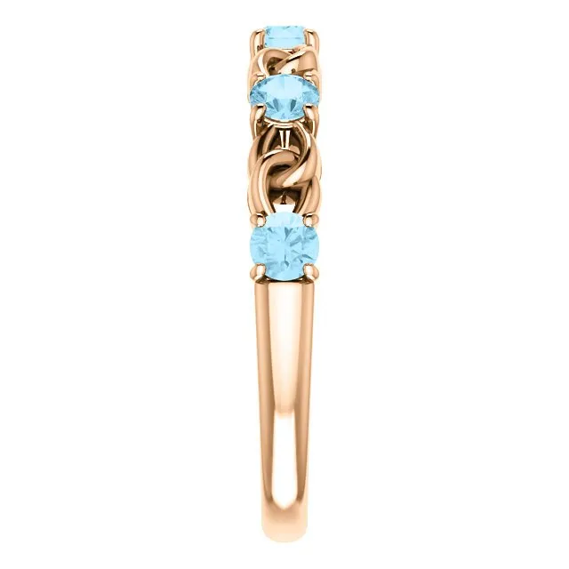 14KT GOLD 0.50 CTW AQUAMARINE STACKABLE LINK RING