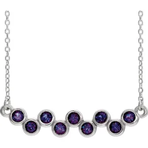 14KT GOLD .72 CTW ALEXANDRITE BEZEL-SET BAR NECKLACE